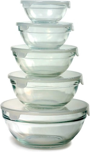 Nesting Glass Mixing/Storage Bowls with Lids