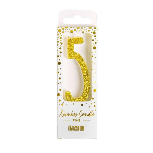 Candles - Gold Glitter Number 5