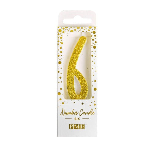 Candles - Gold Glitter Number 6