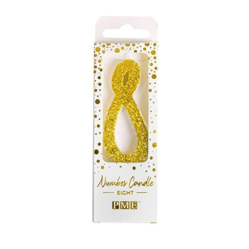 Candles - Gold Glitter Number 8