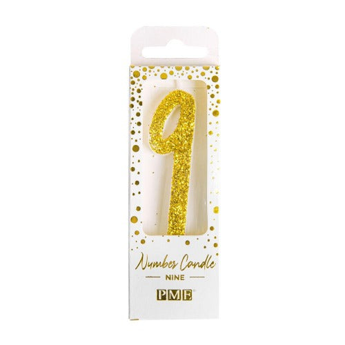 Candles - Gold Glitter Number 9
