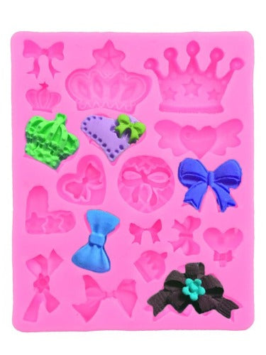 Silicone Mold - Crown, Bows & Hearts