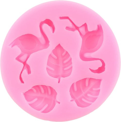 Silicone Mold - Tropical Leaf & Flamingo