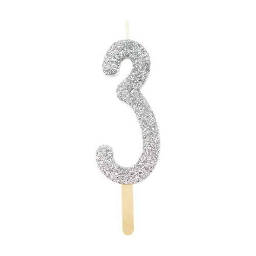 Candles - Silver Glitter Number
