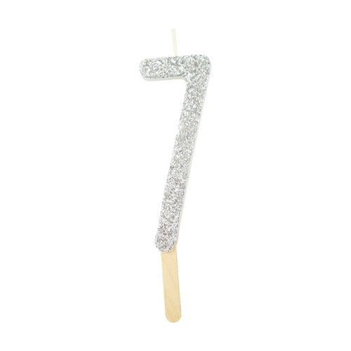Candles - Silver Glitter Number