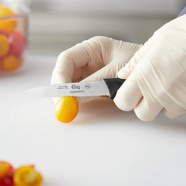 Serrated Edge Paring Knife with Black Handle 3 1/4"