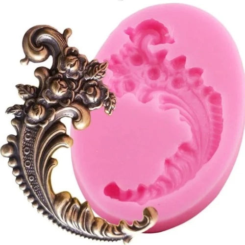 Silicone mold - Rose Baroque Scroll