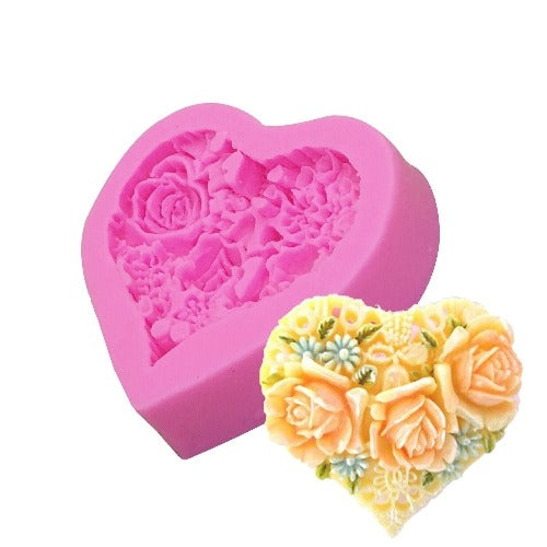 Silicone Mold - Heart with Roses