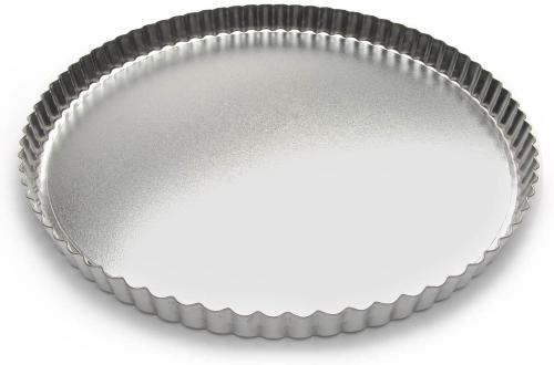 Fox Run 11-inch Tartlet/Quiche Pan with a removable bottom, made of durable metal with fluted edges, designed for baking perfectly shaped tartlets and quiches, allowing easy removal and presentation of baked goods