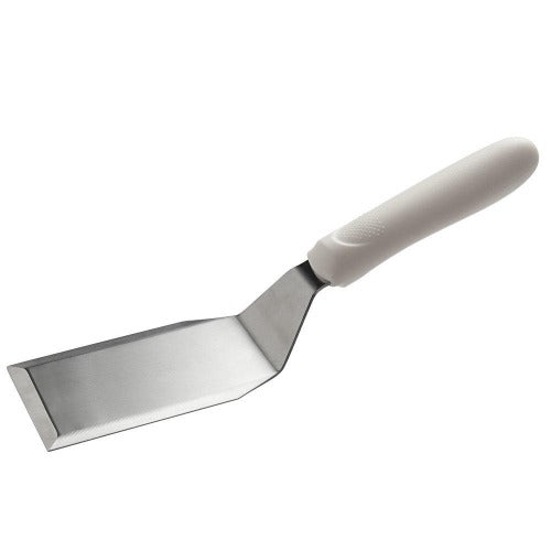 Stainless Steel Solid Turner with White Polypropylene Handle