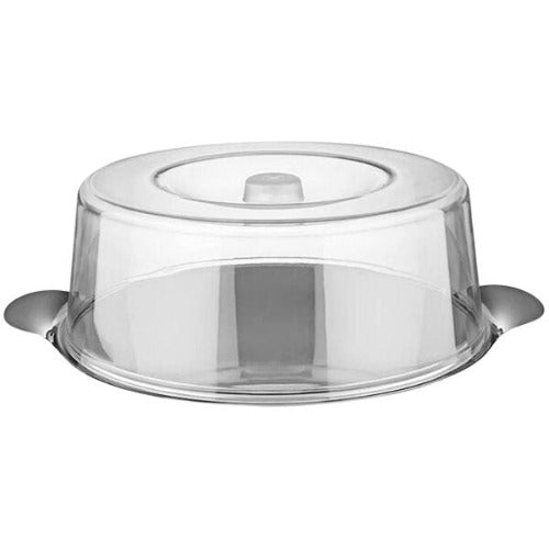Stainless Steel Cake Plate with Clear Plastic Cover