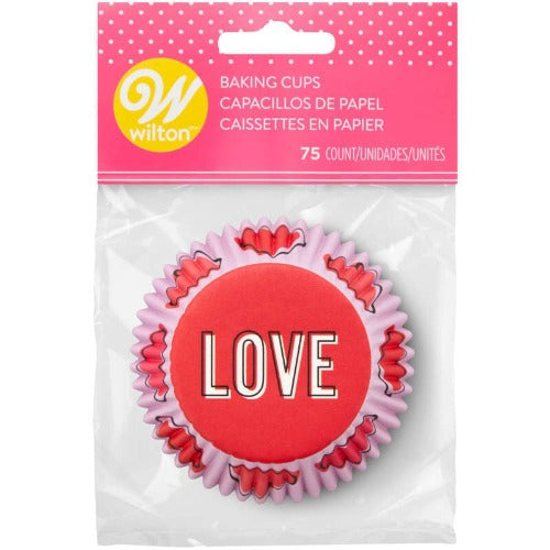 Standard Cupcake Liners - Red and Pink Hearts “Love" Valentine's Day