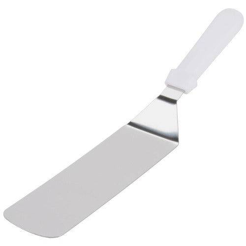 Solid Turner with Round Blade and White Plastic Handle