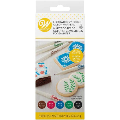 Wilton FoodWriter Color Fine-Tip Edible Markers, 5-Piece
