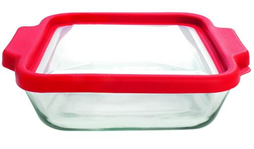 Truefit 8" Square Cake Dish with Red Cover