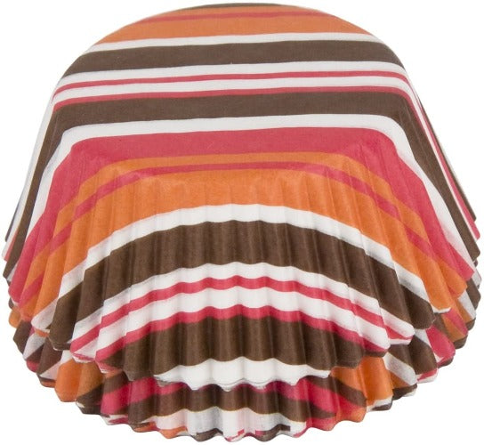 Standard Cupcake Liners - Pink, Orange & Brown Striped