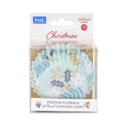Standard Cupcake Liners - Christmas Festive Floral