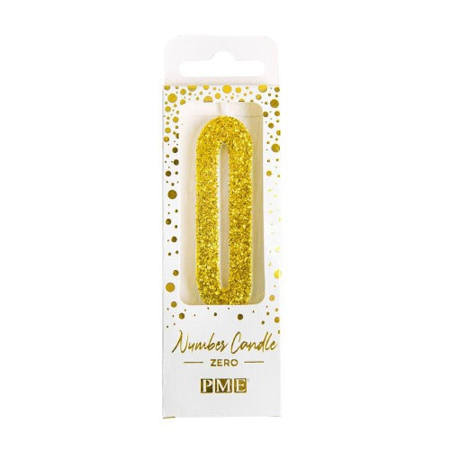 Candles - Gold Glitter Number 0
