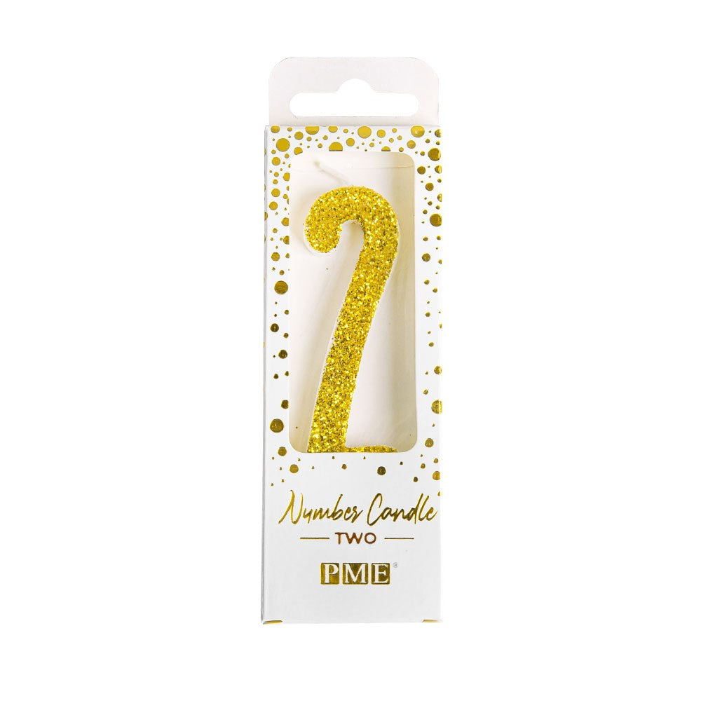 Candles - Gold Glitter Number 2