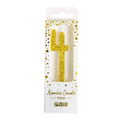 Candles - Gold Glitter Number 4