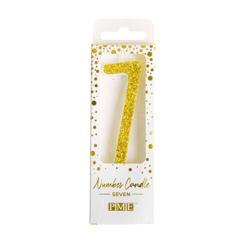 Candles - Gold Glitter Number 7