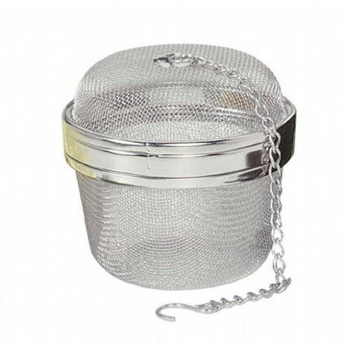 Teaball/Spice Ball 3" by Fox Run. The 3-inch stainless steel mesh infuser is designed for steeping loose tea or spices. It features a chain with a hook for easy removal and a secure clasp to keep contents contained while allowing full flavor extraction