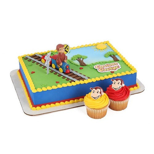 Cake Topper - Curious George on Train