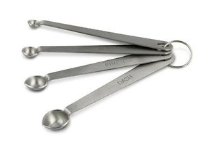 Small Measuring Spoons Stainless Steel Dash Pinch Smidgen Nip Metal Set of  4